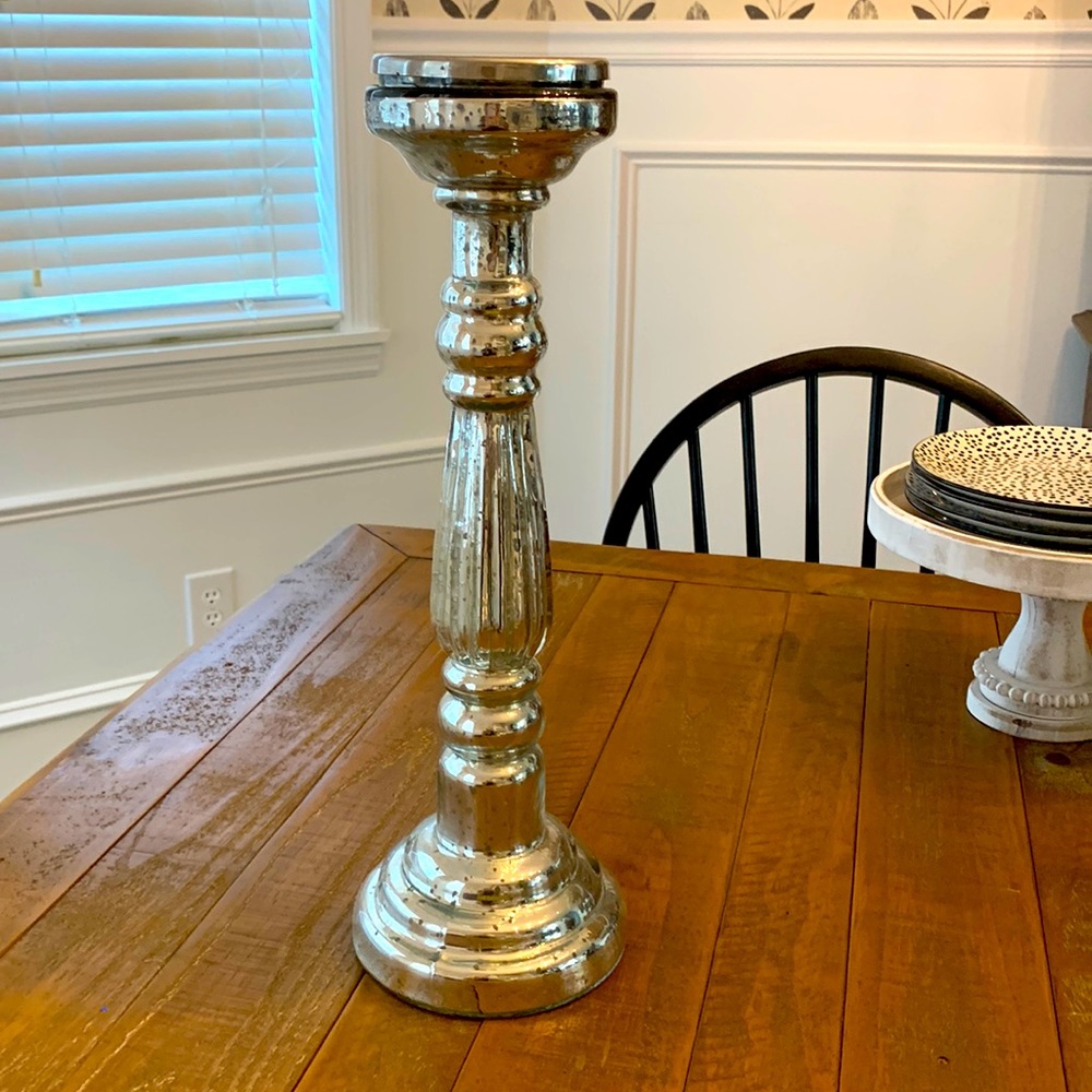 Mercury glass candle holder